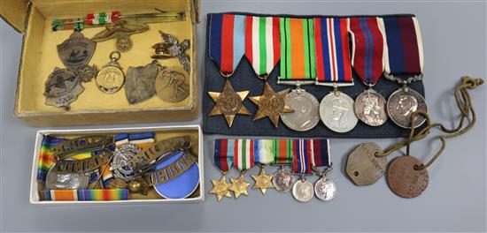 A WWII medal group to W/O George T Miller RAF and a WWI duo to Cpl. E Lane, London Scottish